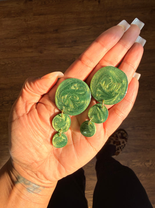 JADE DROPS ~ GOLDEN GREEN EARRINGS