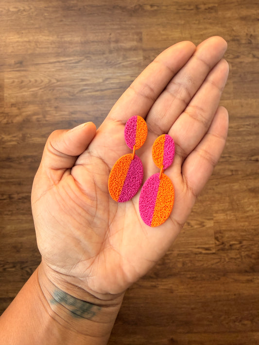 CLEMI ~ ORANGE & PINK DROP EARRINGS