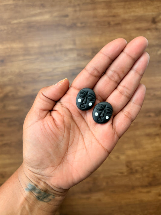 AYSIMA ~ BLACK & WHITE MOON STUDS